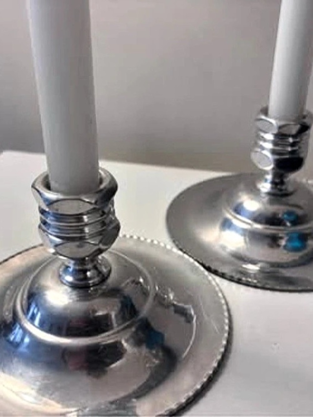 Silver Candlestick Holders Pair